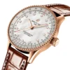 Breitling Navitimer 36mm Ladies Watch White Mother Of Pearl Alligator 18k Red Gold Ref. R17327211A1P1