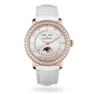 Blancpain Ladybird Quantième Complet 35mm, 18K Rose Gold, Alligator Leather, Diamond White Dial 3663-2954-55B 35 mm
