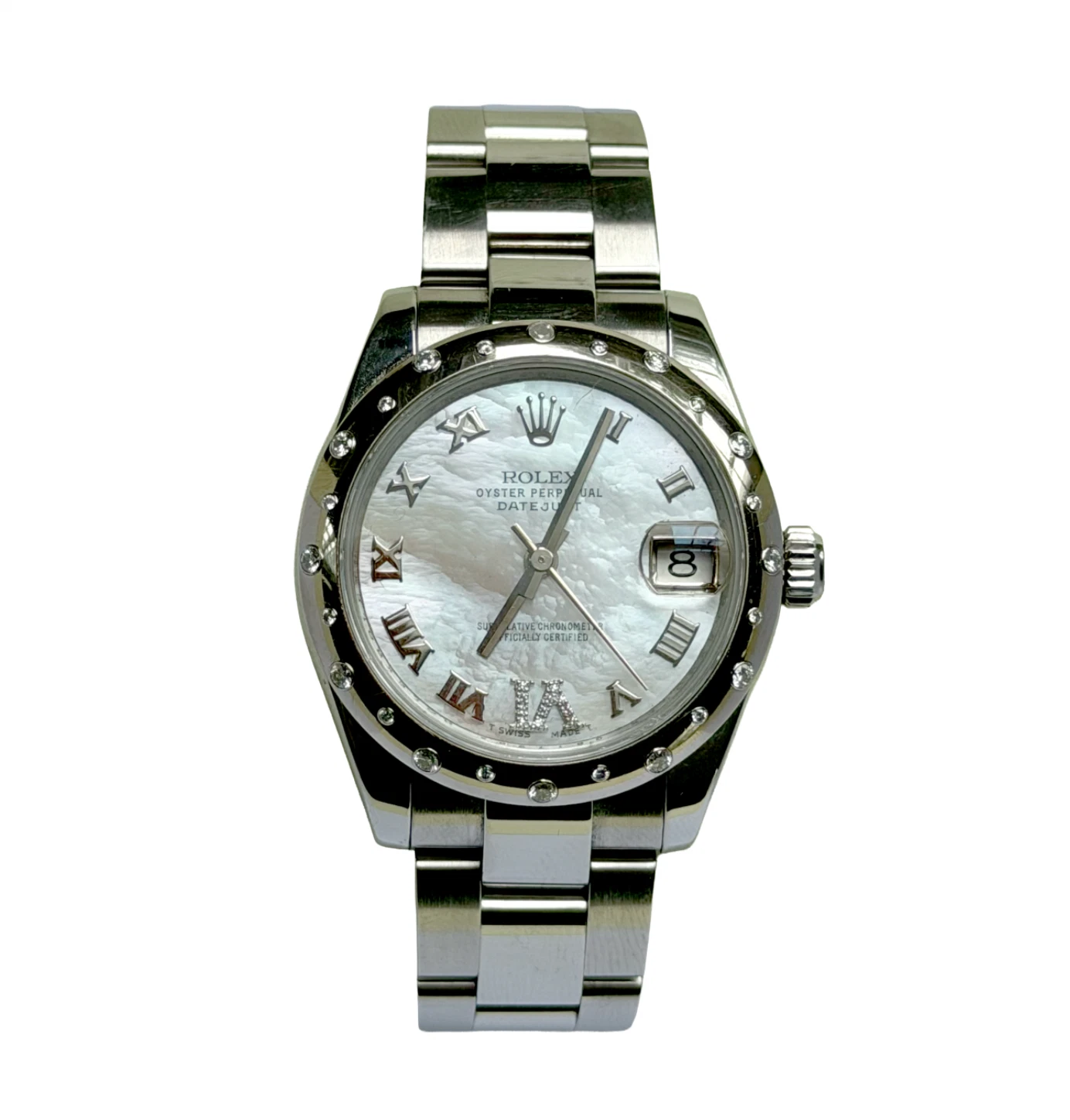 Rolex Datejust 31 178344 MOP Roman Diamond VI Bezel Box Papers 2012