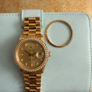 Rolex Day-Date 36mm Yellow Gold Champagne Diamond Dial & Diamond Bezel